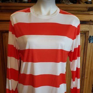 Where’s Waldo Red White stripe shirt Men's Medium Costume EUC